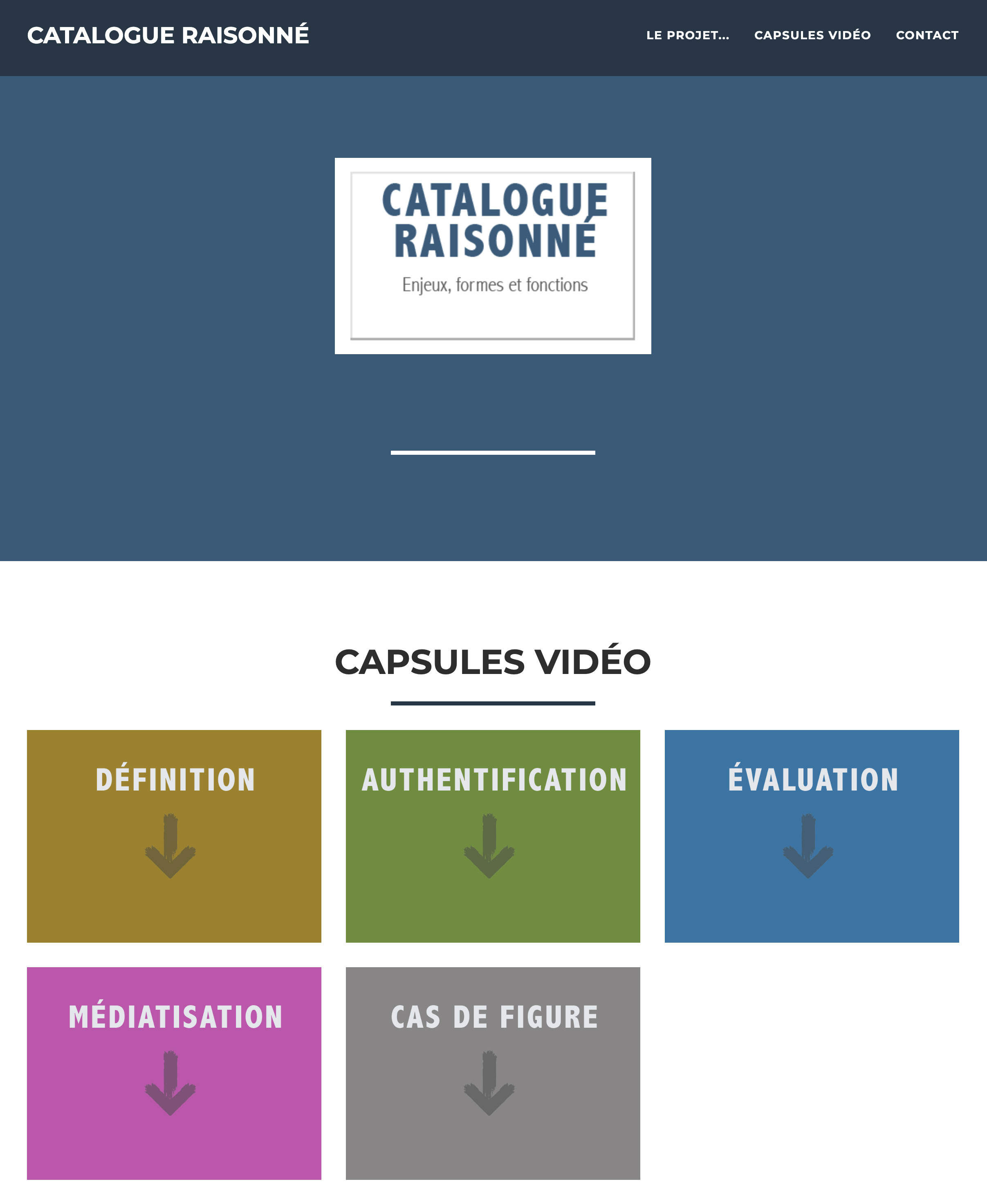 Catalogue raisonné — capsules vidéo